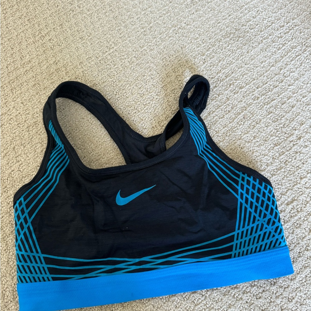 Nike Women's Black Sports Bra with Blue Accents